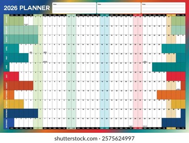 A1 Wall Planner 2026 Wall Calendar Large Jan to Dec Yearly Planner Full Year Planning Chart Academic Annual Poster for Student Family School Office Work Study Multi	