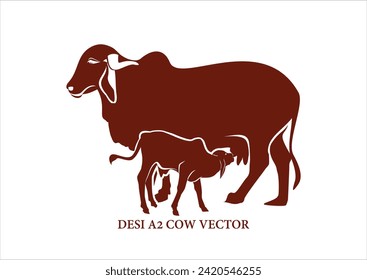 a2 cow indian desi cow vector illustrationor logo design