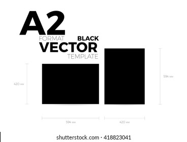 A2 page format black vector eps10 template. vertical and horizontal orientation design with A2 format size. Vector editable black page template