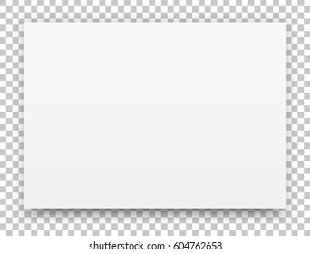 A2 white poster realistic template, mock-up with margins, realistic shadow and transparent background for design concepts, presentations, web, identity, prints. Vector illustration.