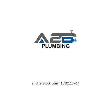 A2B typography Modern Plumbing logo template for plumbing service and company - Vector
