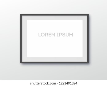 A3, A4 vertical blank picture frame for photographs. Vector realisitc paper or plastic white picture-framing mat with wide borders shadow. Isolated picture frame mockup template on gray background