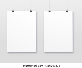 A3, A4 vertical blank picture frame for photographs. Vector realisitc paper or plastic white picture-framing mat with wide borders shadow. Isolated picture frame mockup template on gray background