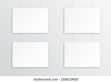 A3, A4 vertical blank picture frame for photographs. Vector realisitc paper or plastic white picture-framing mat with wide borders shadow. Isolated picture frame mockup template on gray background