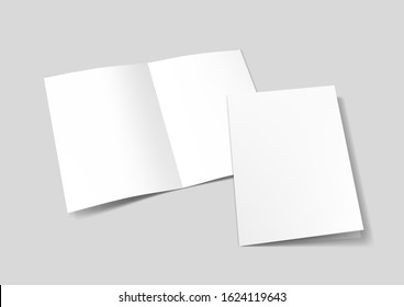 A3 Or A4 White Blank Half-folded Brochure Clear Template. EPS10 Vector