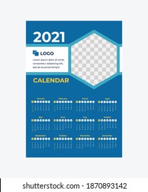 A3 Calendar In One Sheet. Calendar For 2021 With A3 Size, Complete 12 Months On One Sheet