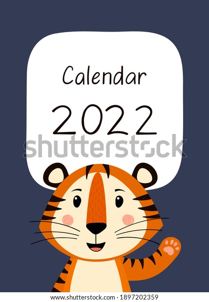 A3 Cover Wall Calendar 2022 Cute Stock Vector (Royalty Free) 1897202359