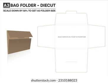 A3 size die cut for a Folder envelope Shape design ready for printing  vector