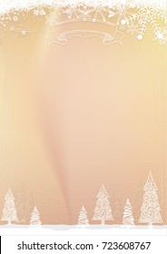 A3 size vertical Cafe menu classic golden winter christmas background with snowflake and xmas ball border