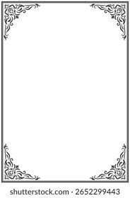 a3 vintage frame, abstract classic pattern, photo frame, vintage elements, black lines