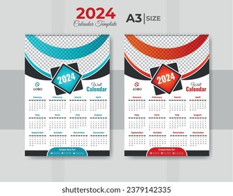 A3 wall calendar 2024 template