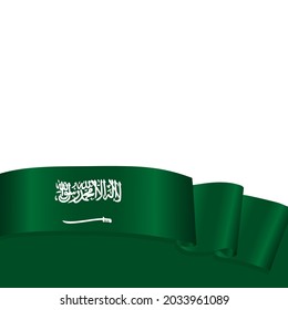 a3D Realistic waving Flag of Saudi Arabia.  Vector banner template with Waving flag of  Saudi Arabia and white text space . National Flag Kingdom of Saudi Arabia  for your web site design. EPS