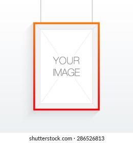 A4 / A3 format frame design with your text or image, hanging on wall and shadow Eps 10 stock vector illustration