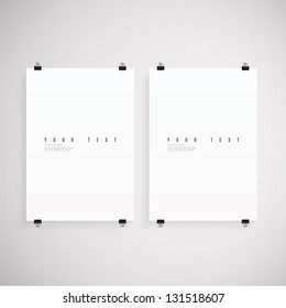 A4 / A3 Format paper design vector with text, paper clips and shadow