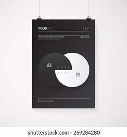 A4 / A3 format poster design with your text, minimal abstract design, paper clips and shadow Eps 10 stock vector illustration 