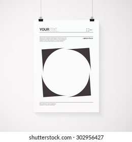 A4 / A3 format poster design with your text, minimal background, paper clips and shadow EPS 10 vector illustration 