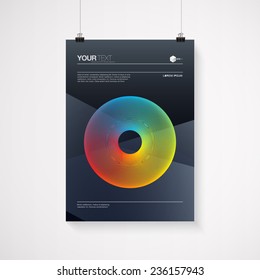 A4 / A3 format poster minimal abstract design with your text, paper clips and shadow  Eps 10 stock vector illustration 