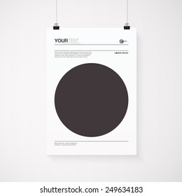 A4 / A3 format poster minimal abstract design with your text, paper clips and shadow  Eps 10 stock vector illustration 