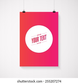 A4 / A3 format poster minimal abstract design with your text, paper clips and shadow  Eps 10 stock vector illustration 