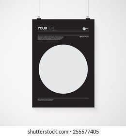 A4 / A3 format poster minimal abstract design with your text, paper clips and shadow  Eps 10 stock vector illustration 