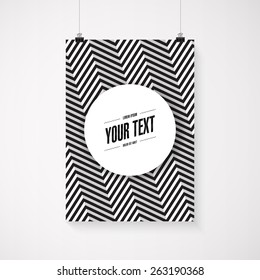 A4 / A3 format poster minimal abstract zig-zag design with your text, paper clips and shadow 
Eps 10 stock vector illustration 