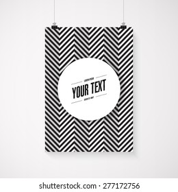 A4 / A3 format poster minimal abstract zig-zag design with your text, paper clips and shadow Eps 10 stock vector illustration 