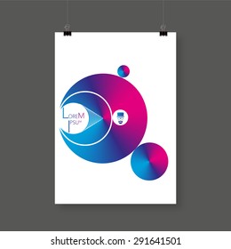 A4 / A3 format poster minimal abstract design with your text, paper clips and shadow Eps 10 stock vector illustration 