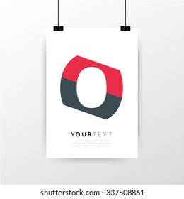 A4 / A3 format poster minimal abstract Number 0 design with your text, paper clips and shadow EPS 10 stock vector illustration 