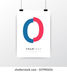 A4 / A3 format poster minimal abstract Number 0 design with your text, paper clips and shadow EPS 10 stock vector illustration 