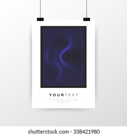 A4 / A3 format poster minimal abstract Geometric Line design with your text, paper clips and shadow EPS 10 stock vector illustration 