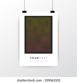 A4 / A3 Format Poster Minimal Abstract Geometric Line Design with your text, paper clips and shadow EPS 10 stock vector illustration 