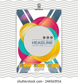 A4 Abstract Background Circle design, Business Corporate Brochure Template Flyer Layout, paper clip,Vector illustration