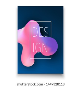 A4 Abstract Brochure 3D Liquid Design Template. Vector Design Layout for Banners Presentation Advertising and Printable Labels. Fluid Shapes with Trendy Gradient Colors. 