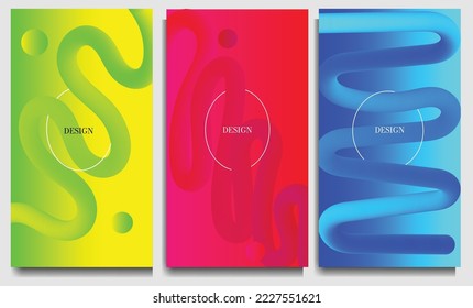 A4 abstract color 3d art illustration set. Contrast colors. Vector design. 