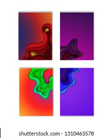 A4 abstract color 3d paper art illustration set. Contrast colors. Vector design layout for banners presentations, flyers, posters and invitations. Eps10.