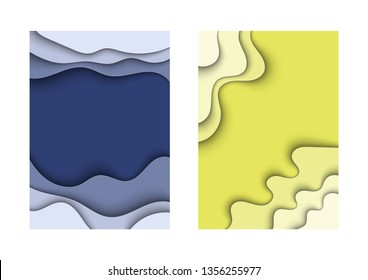 A4 abstract color 3d paper art illustration set. Contrast colors. Vector design layout for banners presentations, flyers, posters and invitations. Eps10. 