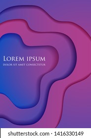 A4 abstract color 3d paper. Violet, purpul, pink color. Depth. Postcard, banner, poster, flyer. Art. EPS 10