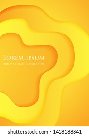 A4 abstract color 3d paper. Depth. Yellow, orange. Postcard, banner, poster, flyer. Art. EPS 10