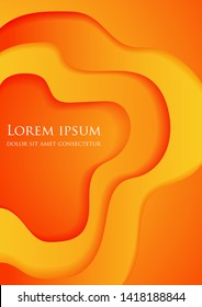 A4 abstract color 3d paper. Depth. Orange, yellow. Postcard, banner, poster, flyer. Art. EPS 10