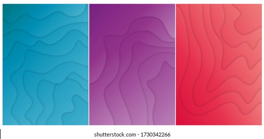 A4 abstract color 3d paper art illustration set. Contrast colors. Vector design layout for banners presentations, flyers, posters and invitations. Eps10.
