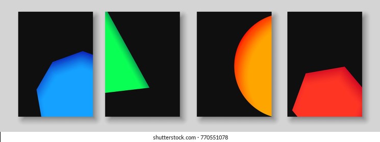 A4 abstract color 3d paper art illustration set. Contrast colors. Vector design layout for banners presentations, flyers, posters and invitations. Eps10.