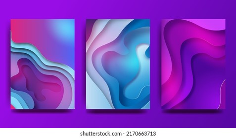 A4 abstract colored 3d paper illustration set. Contrasting colors. Bright gradients. Vector design layout for presentation banners, flyers, posters and invitations. vector illustration