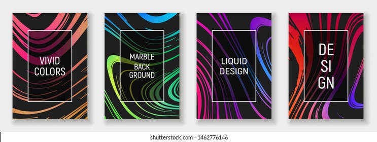 A4 abstract liquid marble illustration set. Vivid colors. Vector design layout for banners presentations, flyers, posters and invitations.