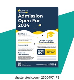 A4 Academic Admission Banner Flyer Design | Creative Back to College Education Templates. Corporate Advertising for Schools, Universities, and Businesses. Modern Vector Graphics Social Media Promotion