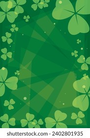 a4 banner. Dark green background with clover leaves. Vector trefoils for Saint Patrick Day