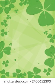 a4 banner. Light green background with clover leaves. Vector trefoils for Saint Patrick Day