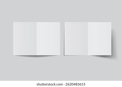 A4 Bifold Blank Mockup, Open Leaflet template .Blank paper cover for  pamphlet, catalog, flyer, notecards, note paper, greeting card, wedding invitation, gift card, postcard, flier, brochure or letter