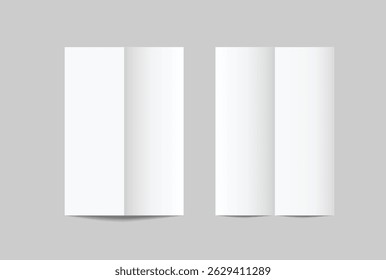 A4 Bifold Blank Mockup, Open Leaflet template .Blank paper cover for  pamphlet, catalog, flyer, notecards, note paper, greeting card, wedding invitation, gift card, postcard, flier, brochure or letter