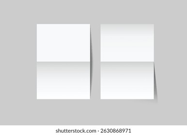 A4 Bifold Blank Mockup, Open Leaflet template .Blank paper cover for  pamphlet, catalog, flyer, notecards, note paper, greeting card, wedding invitation, gift card, postcard, flier, brochure or letter