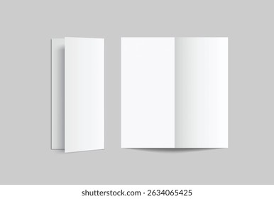 A4 Bifold Blank Mockup, Open Leaflet template .Blank paper cover for pamphlet, catalog, flyer, notecards, note paper, greeting card, wedding invitation, gift card, postcard, flier, brochure or letter